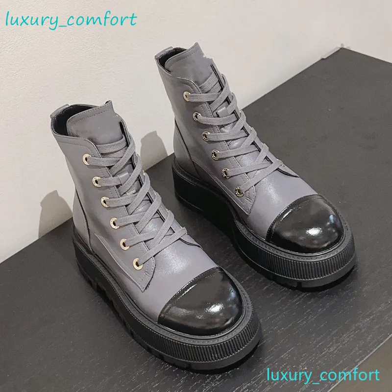Botas de cuero con cordones 100% cuero real Botas para mujer Botines Botas de cuero Mujeres Diseñadores de lujo Marca Calzado de