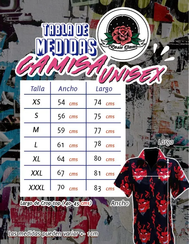 CAMISA AZUL EN LLAMAS  ROSIEGLAM