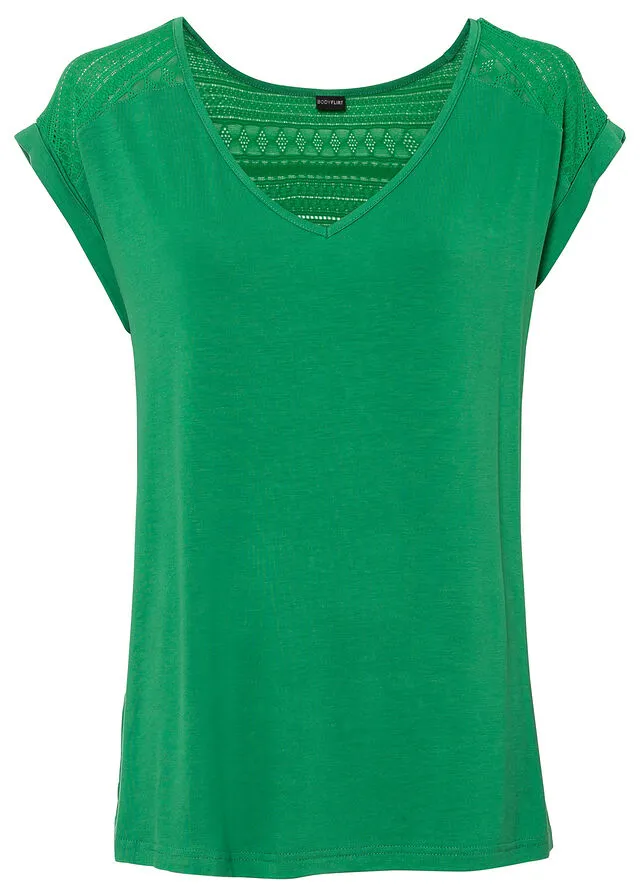 Camiseta con encaje Verde