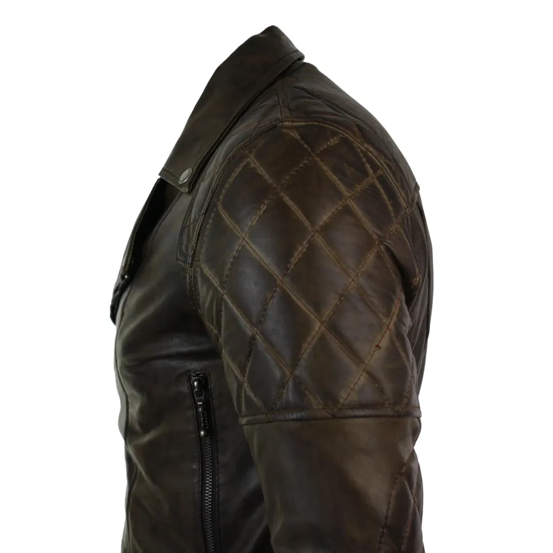 Chaqueta de cuero punk rock de bicicletas marrones de cross cross masculinos