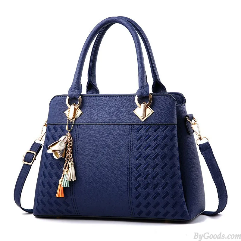 Fashion Tassel Decor Weave Handle Satchel Bags Tote Messenger Bag Large Capacity Shoulder Bags Women's Handbags 