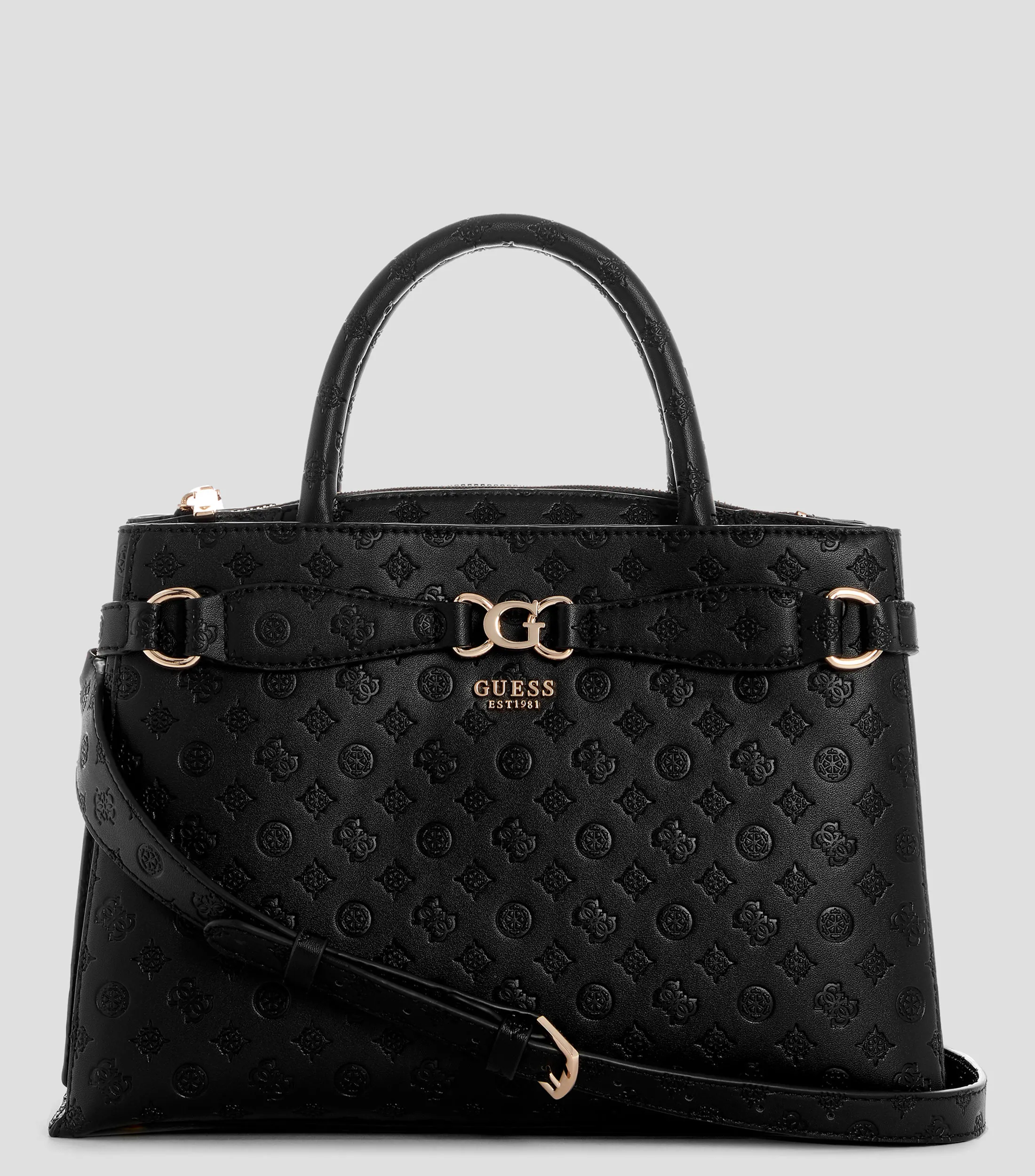 Guess Bolso Satchel negro Arlena Logo Girlfriend Monogram Mujer
