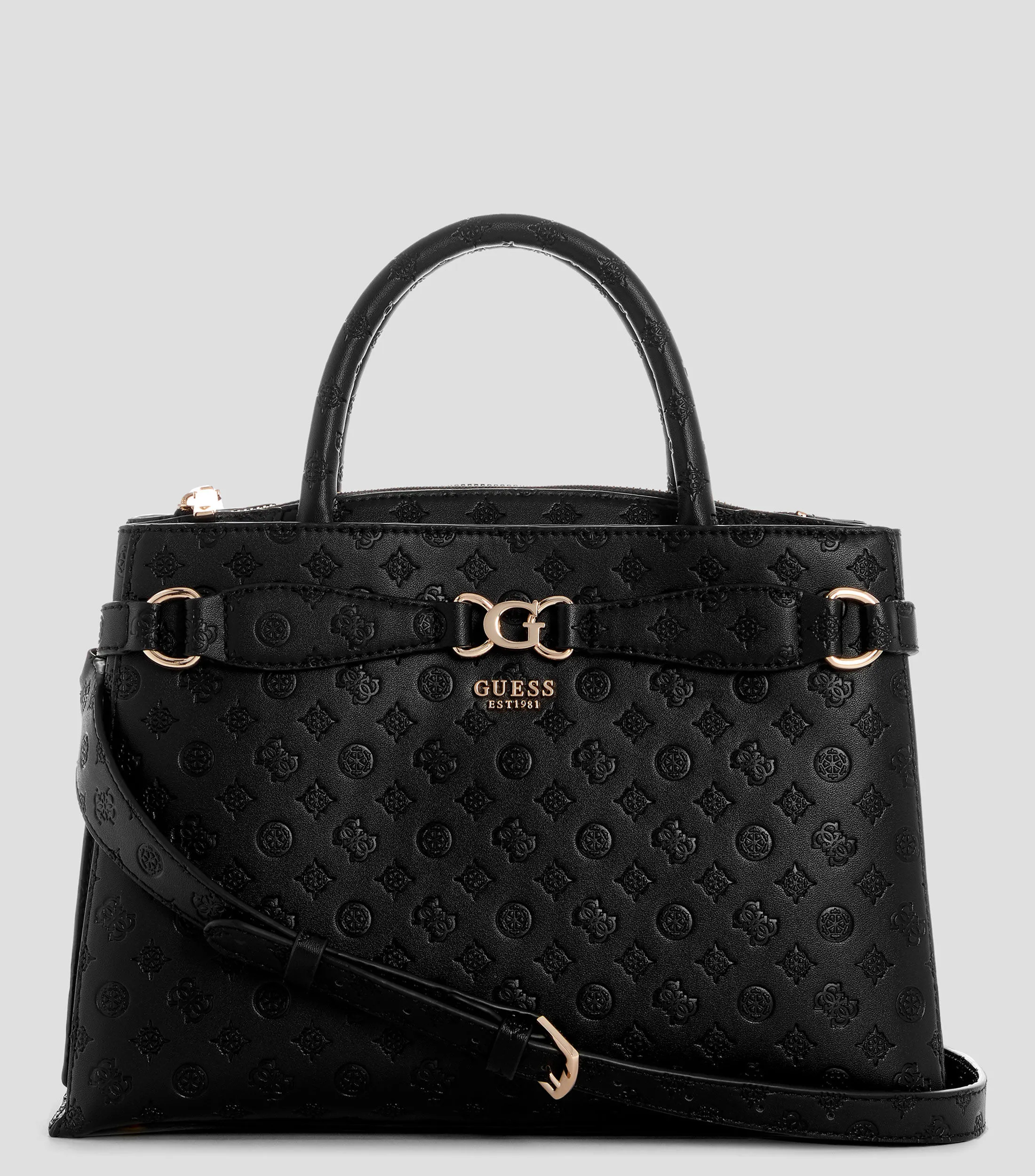 Guess Bolso Satchel negro Arlena Logo Girlfriend Monogram Mujer