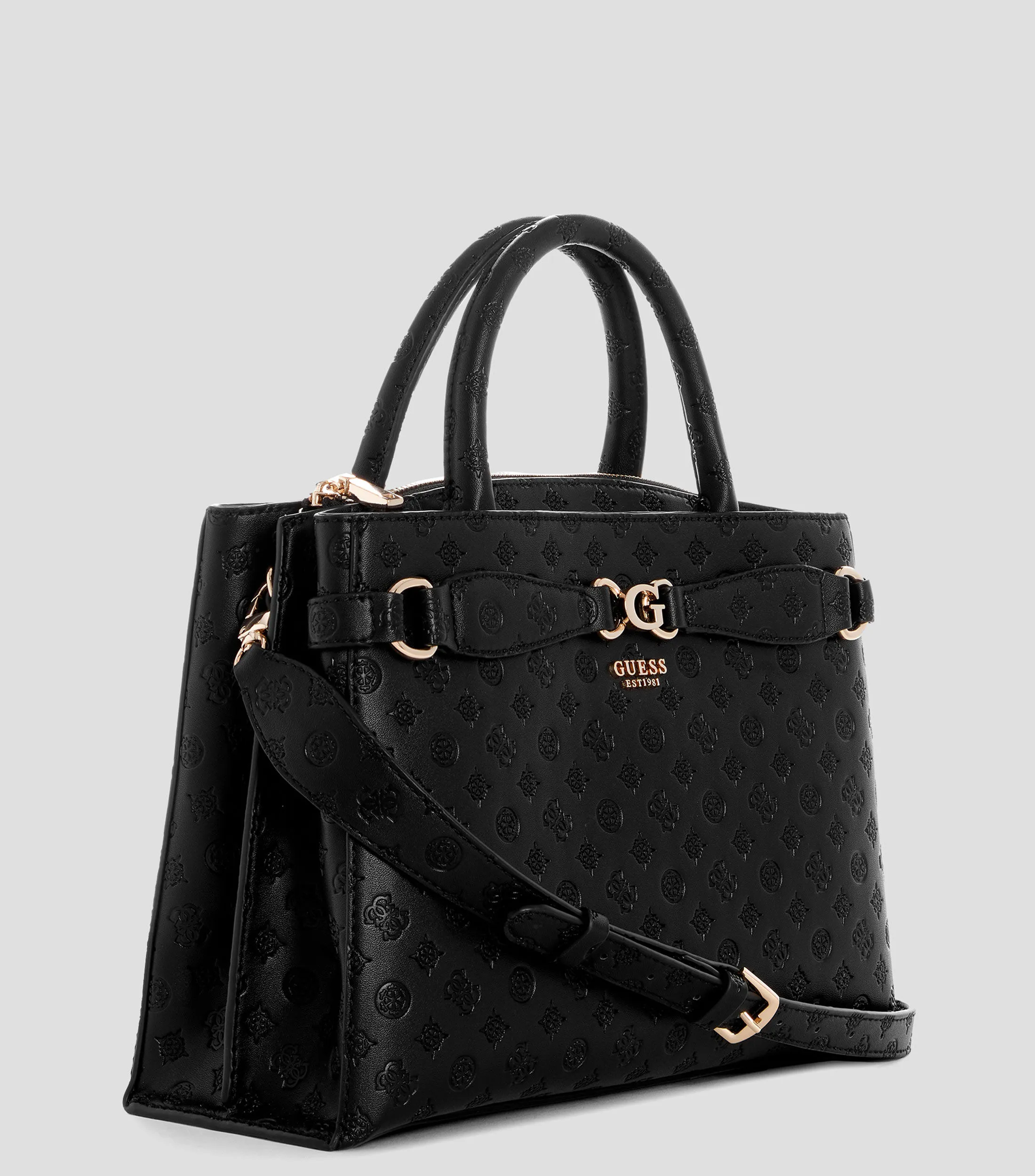 Guess Bolso Satchel negro Arlena Logo Girlfriend Monogram Mujer