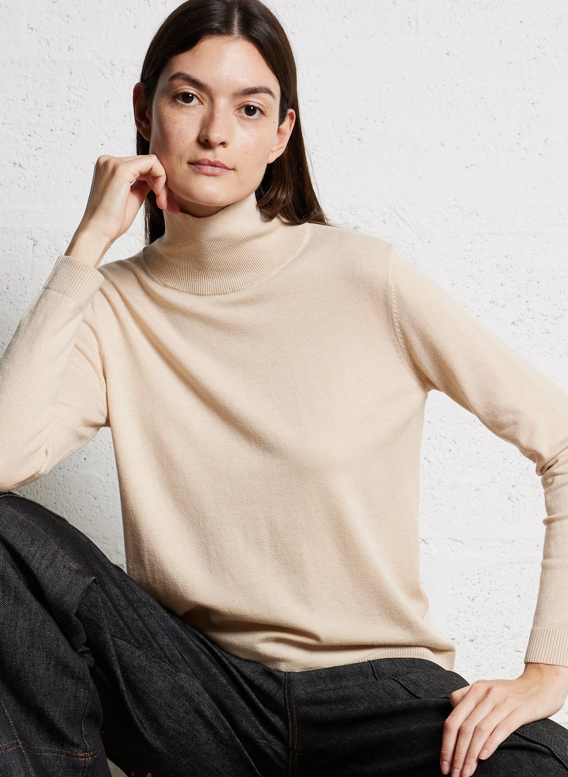 MAX MARA WEEK END KIKU  JERSEY RECTO CON CUELLO VUELTO EN BLANCO