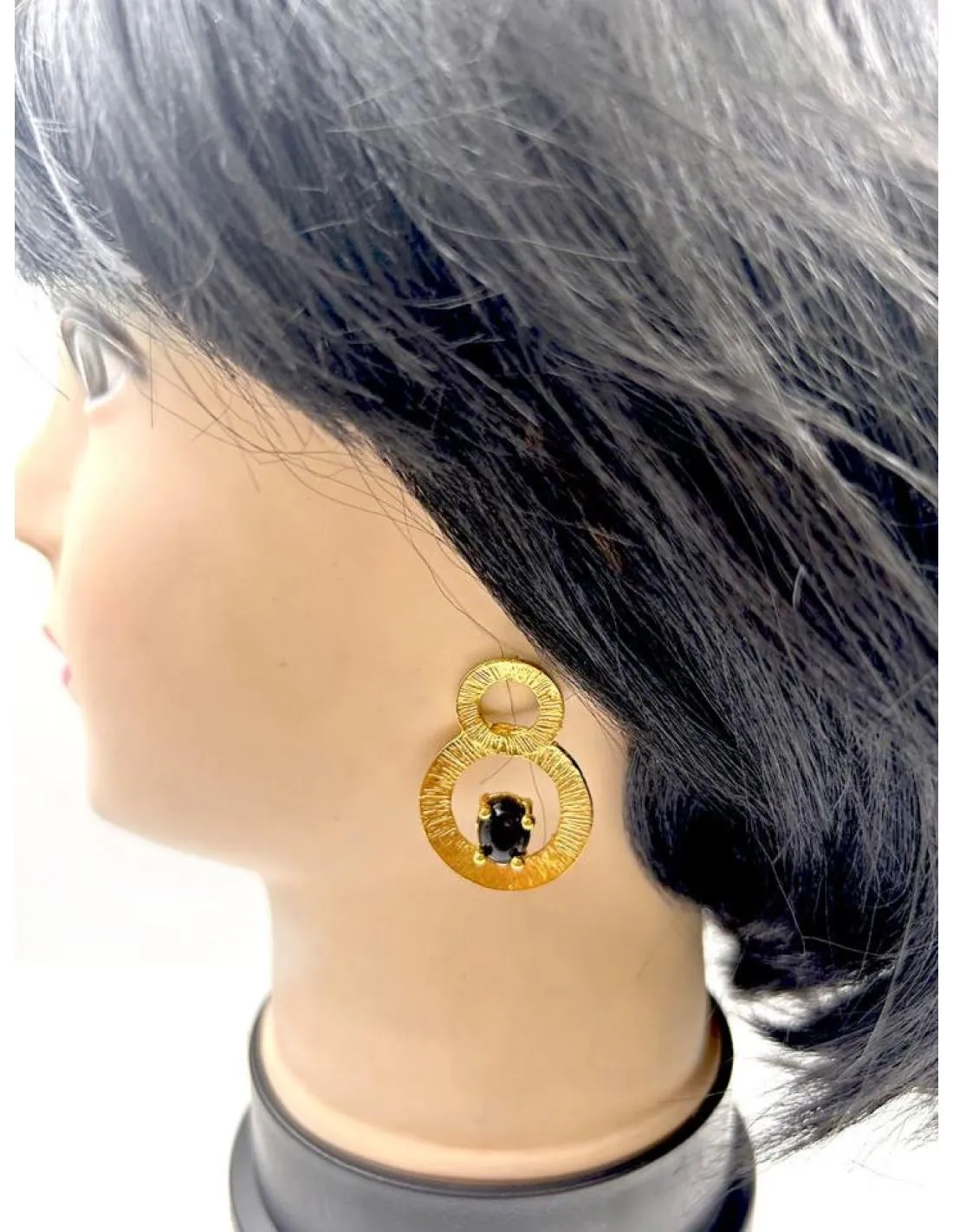 PENDIENTES MUJER DORADOS Y NEGRAS PARA BODAS DE DIA Y NOCHE