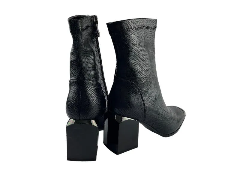 Rock Away | Botines  mujer negros con tacón geométrico Luisiana