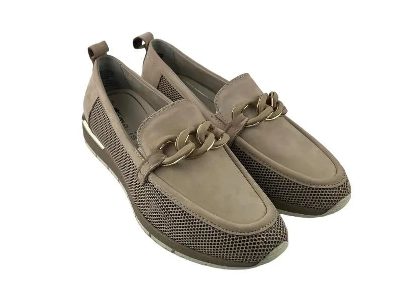 Tamaris | Zapatos/mocasines de mujer planos con cadenas en piel color beige Ibory