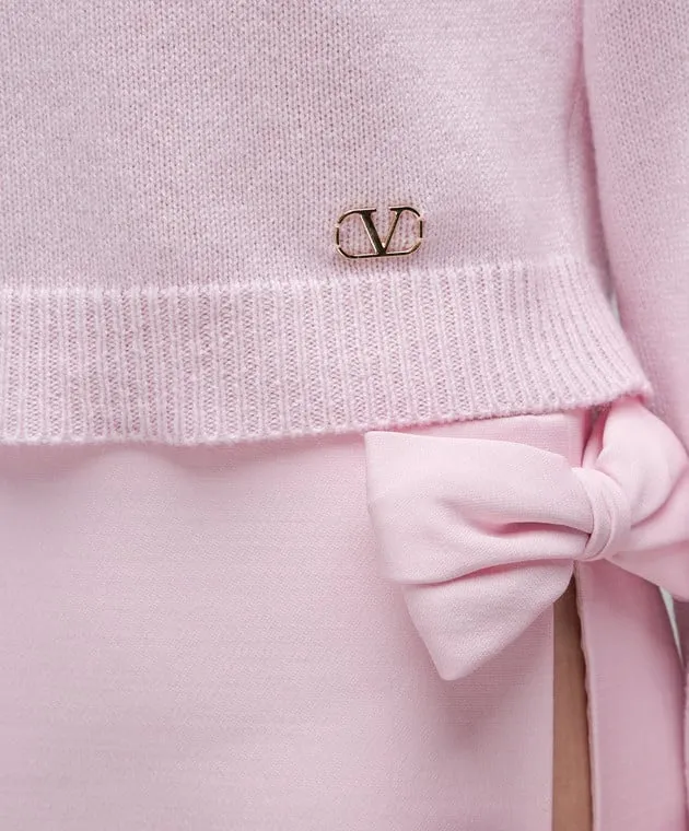 Valentino Pink cashmere pullover with VLOGO logo
