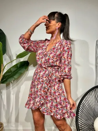 Vestido Floral Cruzado RIBAMBELLE Rosa